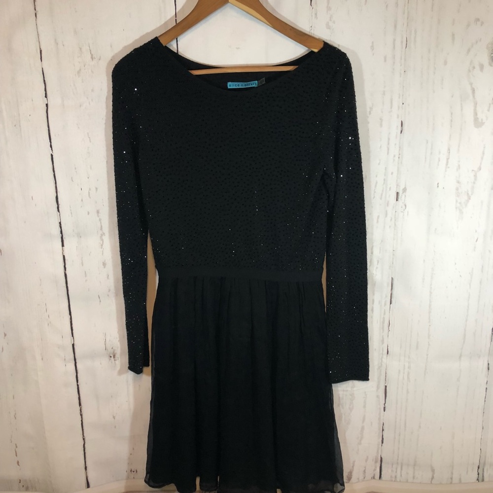 Alice Olivia Beaded Silk Cashmere Layered Dress